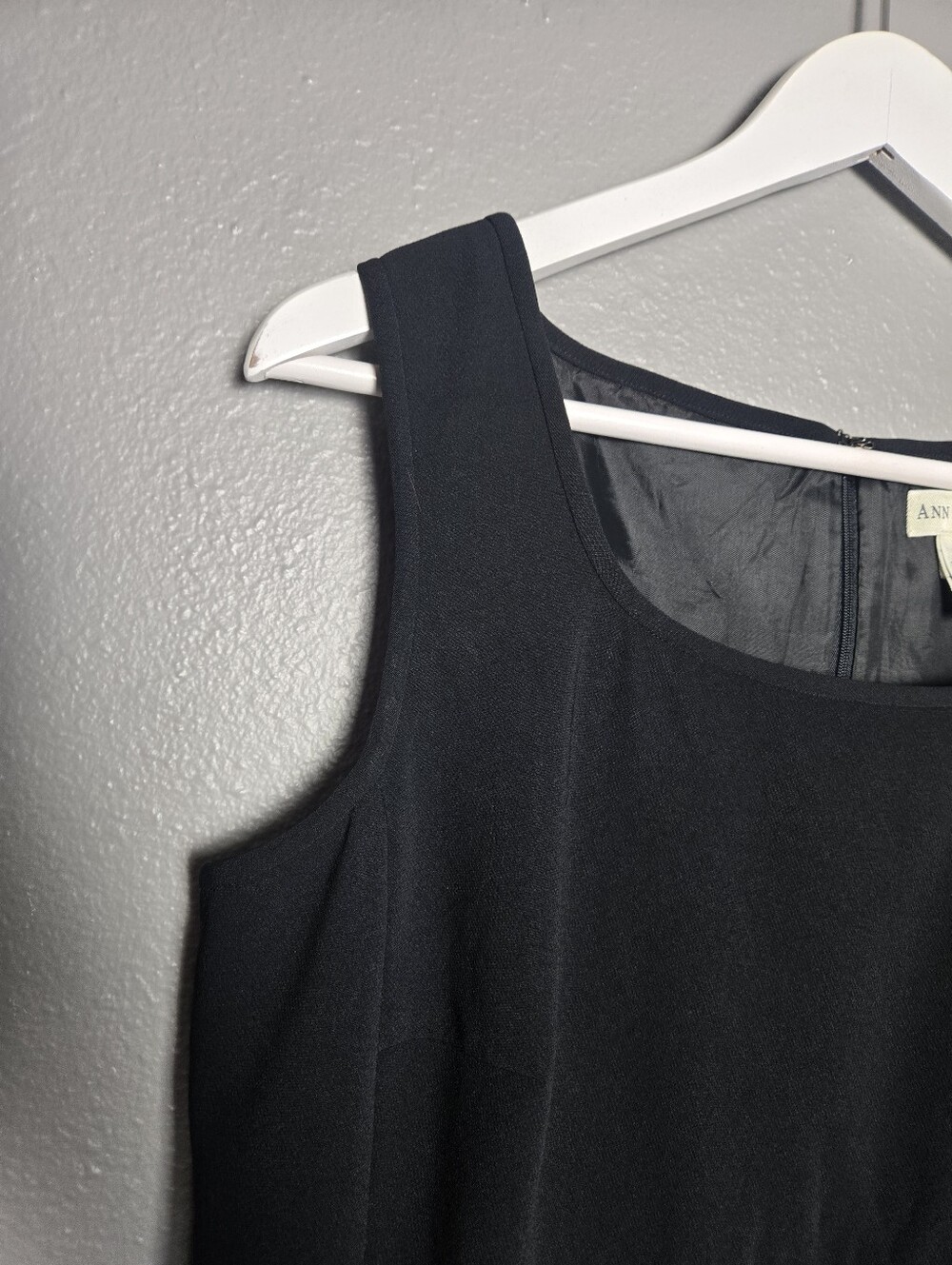 Vintage Ann Taylor Black Classic Square Neck Shift Dress Size 14 - Picture 4 of 16